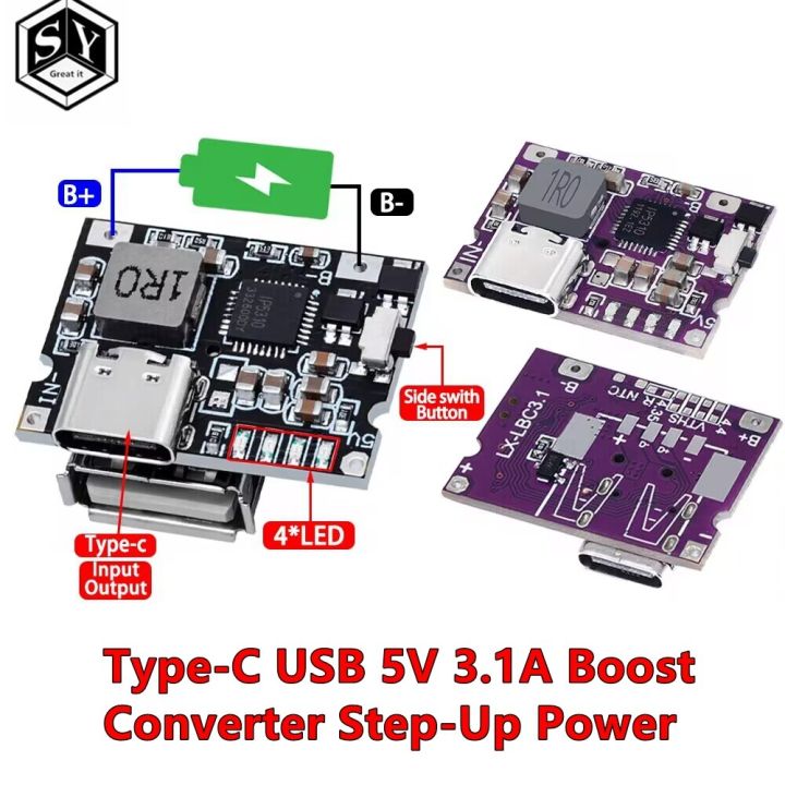 Type-C USB 5V 3.1A Boost Converter Step-Up Power Module IP5310 Mobile ...