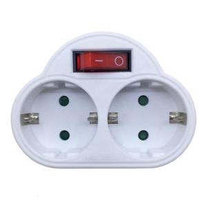 Lightweight EU DE Power Converter Travel Plug Adapter with Double Outlets and Independent Power Switches for Travelling