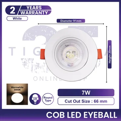 LED Eyeball 3W 7W White Silver Frame Recessed Spotlight Eyeball Casing Bulb Ceiling Light Downlight Lampu Siling