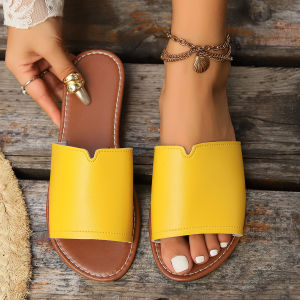 Free Shipping Plus-Size Indoor And Outdoor Flat Casual Sandals For Women New Summer Style Solid Color Simple Design Open-Toe Sandals