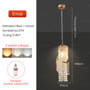 Kamar tidur minimalis modern lampu gantung kecil lampu kristal kreatif lampu kristal 3 warna lampu ruang tamu ruang makan lampu hias