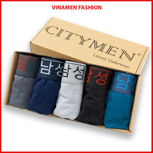 Hộp 5 quần lót nam vải cotton 4 chiều lưng Hàn Quốc thấm hút tốt đồ lót nam tam giác cao cấp