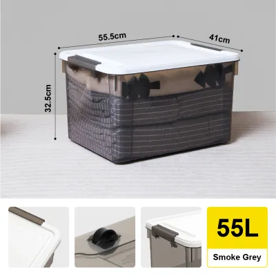 Citylife 55L Stackable Storage Box With Wheels Plastic Storage Box Organizer Large Capacity Container With Wheels