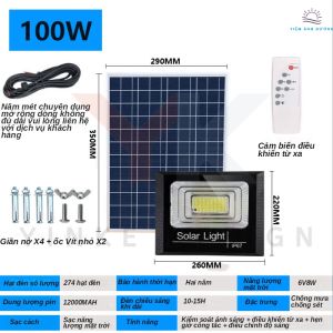 【Vận chuyển rất nhanh chóng】Đèn sân vườn ngoài trời 100W đen nang luong mặt trời den nang luong mat troi