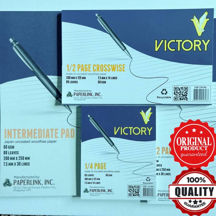 Pad paper VICTORY Intermediate/1/2 Crosswise/1/2 Lengthwise/1/4