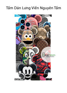 Tấm dán Skin Mặt Sau Hình Gấu FULL VIỀN Dành Cho iPhone 13ProMax 12ProMax 11ProMax X XS XR XSMAX - FukiShop