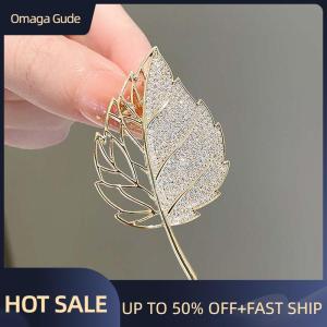 Omaga Fashion Rhinestone Leaves Brooches Pin For Women Clothing Coat Jewelry Accessries Gifts
