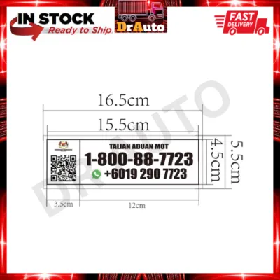 (REFLECTIVE) Sticker Lorry TALIAN ADUAN MOT / Hotline Complain / 1800887723 / Sticker Puspakom / Stiker Lori