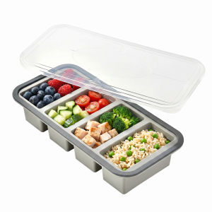Food-Grade Silicone Ice Cube Mould with Lid for Freezing Liquids Soups and Sauces Large Capacity Leakproof Food Storage Container