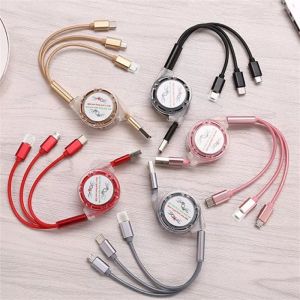 3 in 1 Set Fast Charger Phone Cable 1M 5A Support USB 3 Fast And Efficient Charging Data Line For Android Type-C iPhone Port Charge Cable Charger