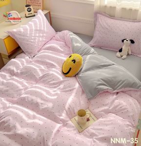 CADAR COTTON DOT PINK 7 IN 1 WITH COMFORTER SOFT COTTON FABRIC EXCLUSIVE SEJUK LEMBUT QUEEN KING