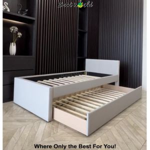Best SOHO Fabric Single Bed with Trundle (Colour : Brown / Sand Grey / Grey / Charcoal)