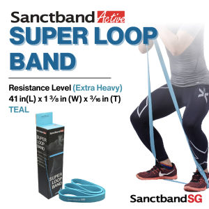 Sanctband Active Super Loop Band Teal Colour Exercise Bands Extra Heavy Level Resistance Bands Assist Pull Up Bands Powerlifting Bands