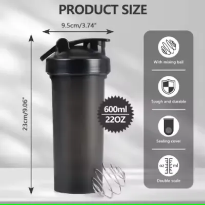 [Shopwithme99] 3 in 1 Shaker BPA Free Steel Mixing Ball Gym Protein Shaker Bottle With Pills and Powder Container