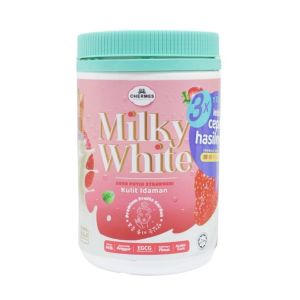 CHERMES MILKY WHITE SUSU PUTIH STRAWBERI 500gm | WHITENING MILK SUSU PUTIH JERAWAT JERAGAT PARUT |