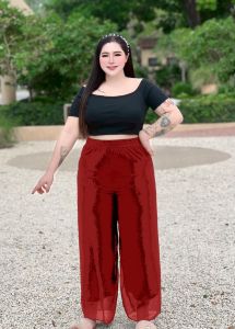 A23กางเกงขายาวมีซับในผ้าชีฟอง-รุ่นผ้านิ่มลื่นสาวไซส์มินิจนถึงสาวอวบใส่ได้**ใส่ทำงานได้มีซับใน** เอว 26-40 นิ้ว สพ. 52-60  นิ้ว ยาว 39 นิ้ว