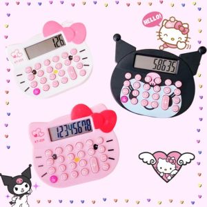 DUOJI 8 Digits Cartoon Kuromi  8 Digits Calculator Kuromi KT Cartoon Girl Heart Computer Examination Mini Kuromi Cute 8-digit Portable Calculator Do Office Work