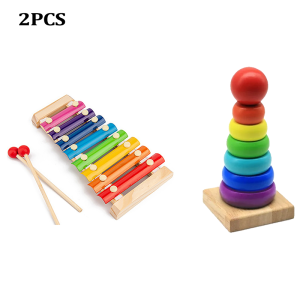 IMUTO  kids toys educational toys for toddler Xylophone Tower Pattern Puzzle for Kids Montessori Toy Jigsaw Blocks