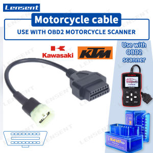 Lensent Kawasaki KTM Kawasaki 6 PIN to 16 Pin OBD2 Connectors Diagnostic Tools OBD Extension Cable Kawasaki Z900/Z900RS/ZX10R/ZX14R/H2 Motorcycle motorcycle diagnostic adapter cable ELM327 motorcycle  cable OBDII cable motorcycle maintenance