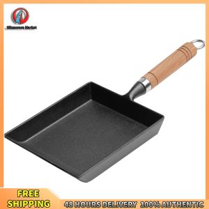 Winnereco Cast Iron Egg Pan Non-Stick Japanese Omelette Pan 20cm for Breakfast Cooking Durable Black Finish