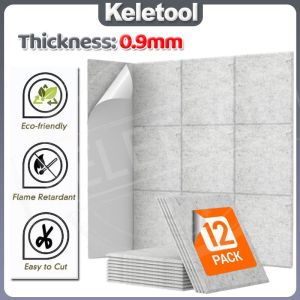 Acoustic Panels Self-Adhesive Soundproof Wall Panels High-Density Polyester Sound Absorbing Panels Gray Square Sound Dampening Panels for Home Office Reccording Studio Ceiling