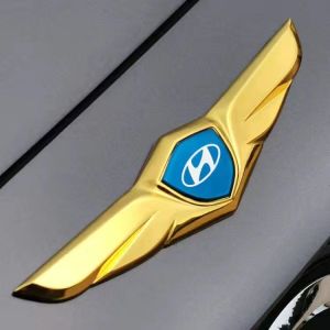 High Quality For Hyundai Stainless Steel Car Logo Car Front Cover Car Hood Metal Ornaments Angel Wings Stickers Car Decoration car accessories fit Starex Accent Tucson Eon Elantra Santa Fe i10 H100 Sonata Getz Veloster Genesis Grandeur Matrix H-1