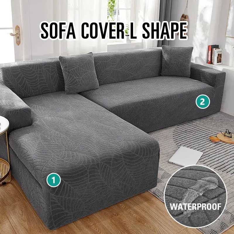 Thick Waterproof Sofa Cover Jacquard Stretch Sofa Seat Cover L Shape  Seater Sarung Couch Cover Kid Pet Furniture Protector Slipcover 沙發套 沙發罩