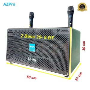 Loa xách tay Karaoke Bluetooth chính hãng AZpro-AZ-589A 2 Bass 20- 9 đường tiếngKèm 2 mic