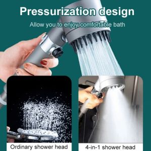QFV5F 3 Mode Shower Head High Pressure Round Bathroom Shower Tool Durable Handheld Bathroom Shower Head Bathroom Use