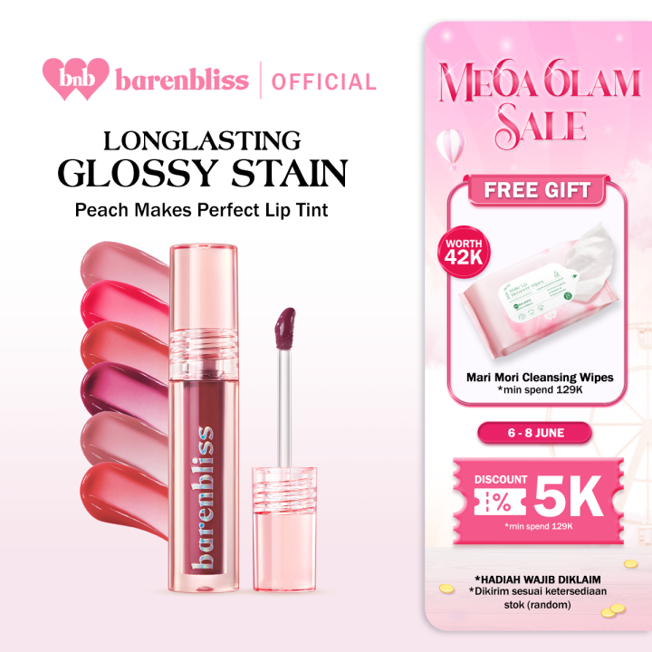BNB barenbliss Peach Makes Perfect Lip Tint Korea Lip Gloss「24H Moisturizing」| Lip Tint yang Ringan, Tahan hingga 12 Jam, Moisturizing & Nourishing