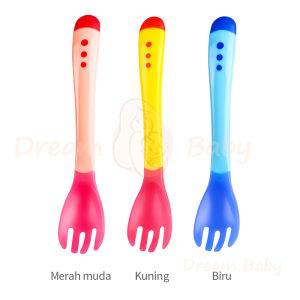 DreamBaby Sendok makan bayi silikon lentur / sendok garpu anak bayi Sensor Panas silikon