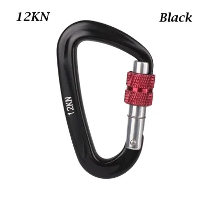 PuLXi. TRADER 12 / 25KN Phụ kiện Nhôm D Hình dạng Móc chìa khóa leo núi Thiết bị bảo hộ leo núi Khóa chính bảo mật Carabiner chuyên nghiệp