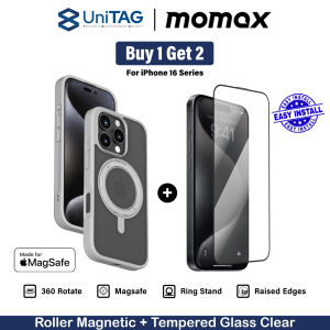 [BUY 1 GET 2] Case iPhone 16 Series Pro Max Magsafe Ring Stand MOMAX CaseForm Roller Magnetic + Tempered Glass GlassPro+ Clear HD Anti Gores Privasi