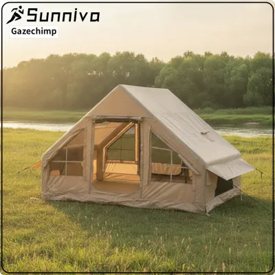 Gazechimp Easy-Setup Inflatable Camping Tent Spacious Inflatable Tent with Hand Pump Weather-Ready Portable for Campers Glampers Outdoor Stays