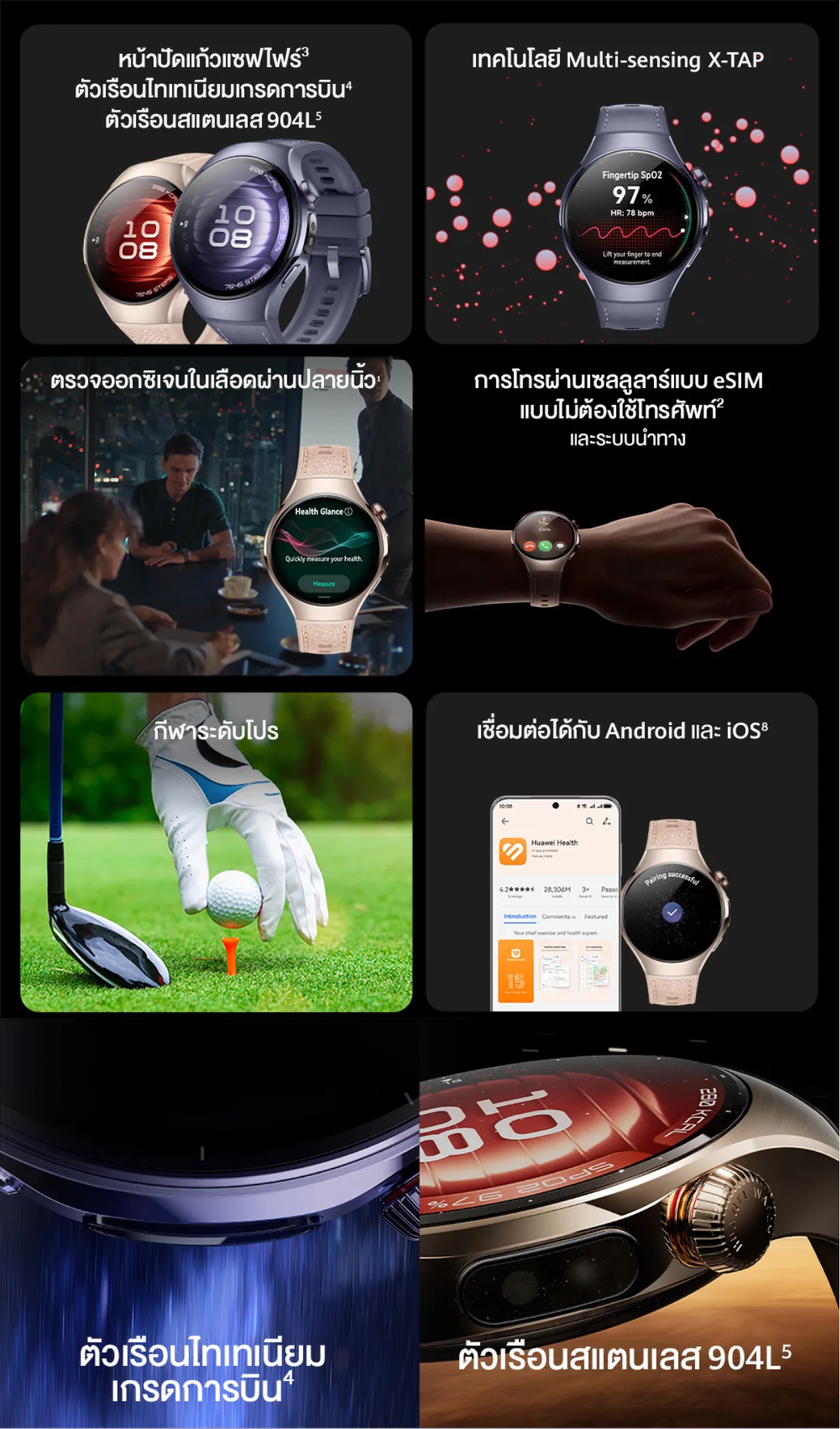 HUAWEI Watch 5 นาฬิกา smart watch เซ็นเซอร์ X-TAP