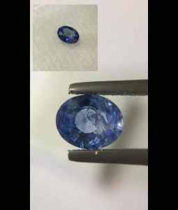 BLUE SAPPHIRE ไพลิน แท้ 0.75กะรัต พลอยซีลอนเผาเก่า มีตำหนิในเนื้อ แต่สีสวยใช้ได้ค่ะ