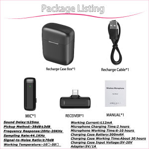 Lapel Microphone Wireless Lavalier Mic 2.4g Rechargeable Case Single Dual Mic Work Range 30M/96FT For Videoke Vlogging Recording 6H Standby Phone Livestream Mic