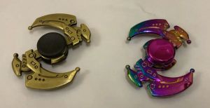 24-Machine Pioneer Fidget Hand Spinner - Aluminum Alloy Material, Long Spin Time, High Quality Metal Body - Perfect for Waiting in Lines, Meditation, Quitting Bad Habits, and More! (Yellow/Purple) - Includes Iron Box Packaging - Ready to Ship Same Day!