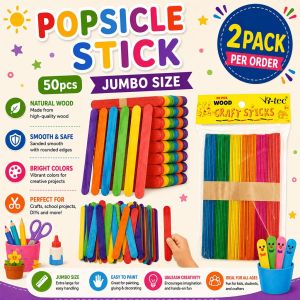 50PCS per pack CRAFT STICKS Colored/Plain Popsicle sticks Ice Cream Stick for Kids DIY Activities
