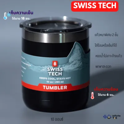 Swiss Tech แก้วเก็บความเย็น แก้วกาแฟร้อน แก้วเยติ แก้วน้ำเก็บความเย็น 20 oz 30 oz แก้วเก็บความร้อนแก้วสแตนเลสหนา 2 ชั้น แบรนด์อเมริกา วัสดุ BPA free