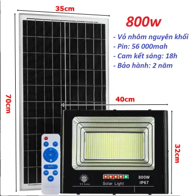 Đèn năng lượng mặt trời đèn led năng lượng trờ Đèn pha năng lượng mặt trời100w 200w 300w 500w 700w 800wcó đèn báo dung lượng Chống nước IP 67 BH 2 năm Led Thắng Trang