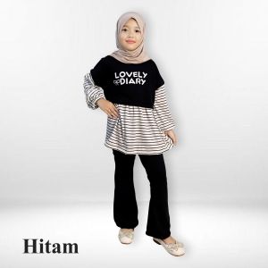 CF Kids Setelan Baju Muslim Anak Kaos Lengan Panjang Celana Cutbray Lovely Diary