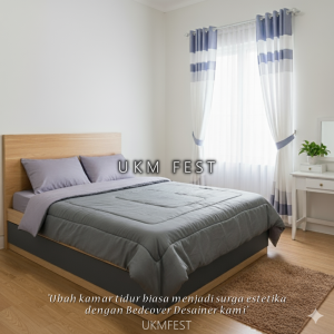 Bedcover Set Polos Two Tone Promo Bonus Sprei 1 Set Size 90100120140160180200