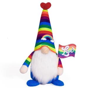 Rainbow Festival Gnomes Plush Dolls Dwarf Elf Decoration Ornament with Sweet Love Heart for Bedroom Living Room Decors