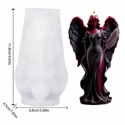 WAPKTY Phong cách Gothic 3D Khuôn nến thơm Silicon Hình tượng nữ thần Khuôn nhựa Cánh thiên thần cứu trợ Dụng cụ làm đất sét Trang trí nhà cửa