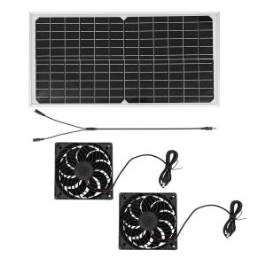 xpkQ Solar Exhaust Fan Kit with 16W Solar Panel 2 High Speed Brushless DC Fan Solar Powered Vent Fan For Greenhouse Chicken Coop X2Z8B