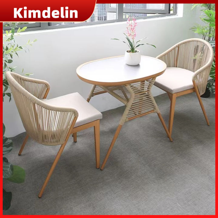 KIMDELIN Outdoor Furniture Garden Table with Chairs For Balcony