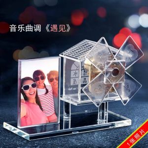 ของขวัญกำหนดเองภาพบ้านคริสตัลกล่องดนตรีพร็อพสำหรับถ่ายรูปวันเกิด Diy เป็นกล่องแปดเหลี่ยมของขวัญสำหรับสามีแฟนและแฟนสาว