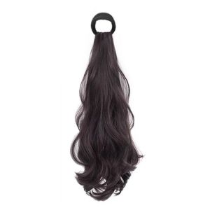 BAGUO Tự nhiên Tóc đuôi ngựa giả tổng hợp Cà vạt thấp Nhẹ Tóc đuôi ngựa Hợp thời trang Dây đeo Tóc đuôi ngựa Xoăn Dài lượn sóng Bé gái