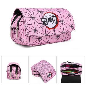 ENCOUNT Stationery Holder Anime Bags Canvas Zipper Case Office and School Supplies Demon Slayer Pencil Bag Pen Box Demon Slayer Kimetsu No Yaiba Pencilcase
